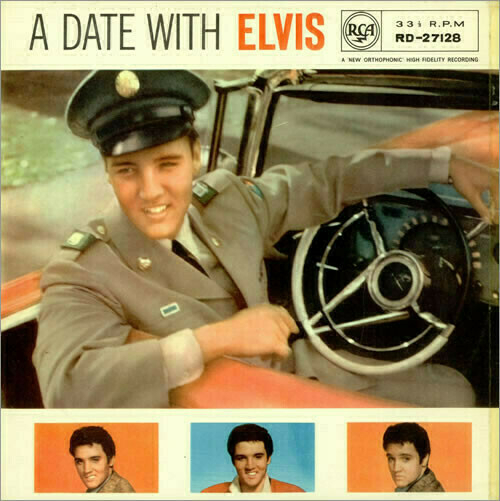 Elvis in a convertible, on an LP sleeve